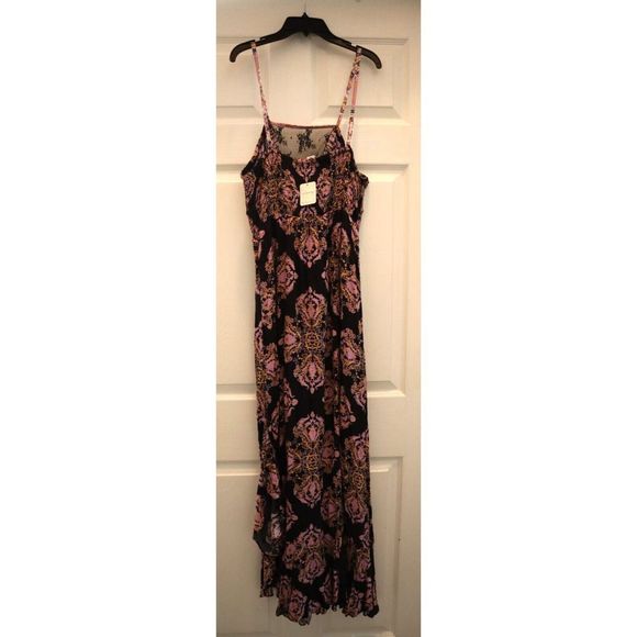Free People OB1469383 Women's Sz M Black Combo That Moment Maxi Slip Dress $118+ - Picture 2 of 11